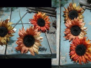 Rich Autumn Sunflower Pick Stem Clay Gold Rust