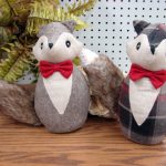 Plaid Tweed Cloth Fox Fur Tail Shelf Sitter 7" or 10"