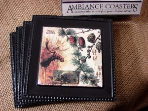 Moose Pinecone Thirstystone Absorbent Stone Ambiance Coaster Set