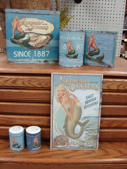 Retro Tin Range Mermaid Salt &#038; Pepper Shakers, Moose-R-Us.Com Log Cabin Decor