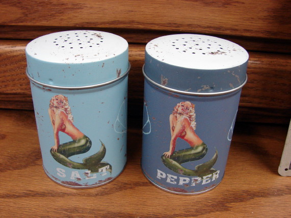 Retro Tin Range Mermaid Salt &#038; Pepper Shakers, Moose-R-Us.Com Log Cabin Decor