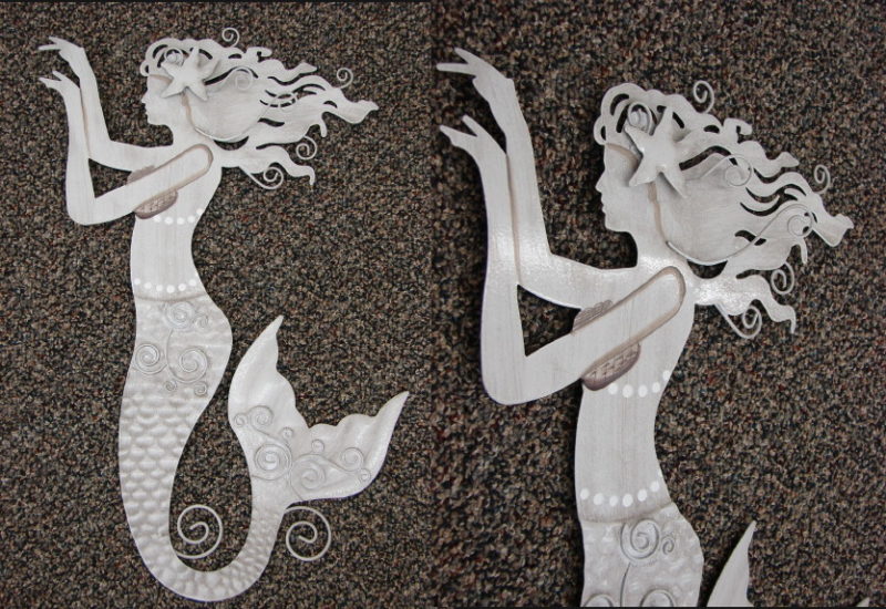 Tin Mermaid Wall Sculpture Beach Cottage Decor, Moose-R-Us.Com Log Cabin Decor