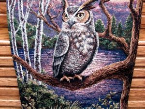 Great Horned Owl USA Tapestry Wall Hanging