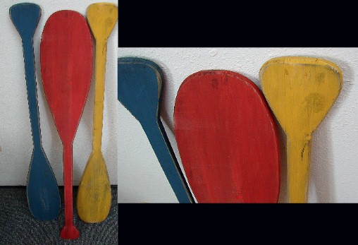 Vintage Painted Wood Canoe Paddle Wall Decor Mustard, Moose-R-Us.Com Log Cabin Decor