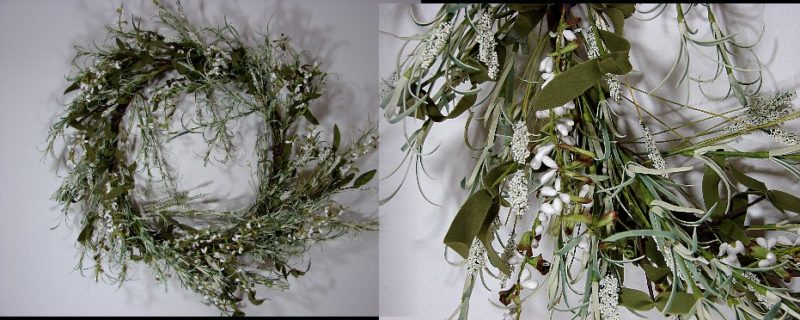 Realistic 26&#8243; Wild Lavender Flower Artificial Wreath White, Moose-R-Us.Com Log Cabin Decor