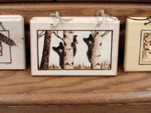 Free Hand Wood Burned Scene Cabin Guest Wedding Book