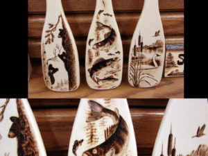 Free Hand Wood Burned Scene Bear Deer Moose Key Chain, Moose-R-Us.Com Log Cabin Decor
