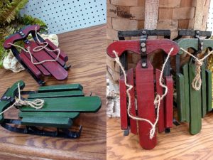 Primitive Miniature Heavy Duty Old Fashion Wood Cast Iron Sled