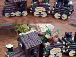 3 Piece Moose Bear Log Train Set Woodland Express
