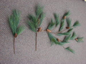 Realistic Wyoming Long Needle Pine Pinecone Pick Branch Cascade