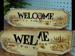 Free Hand Wood Burned Scene Bear Deer Moose Key Chain, Moose-R-Us.Com Log Cabin Decor
