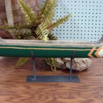 Adirondack Wood Canoe on Iron Stand Fireplace Mantel Shelf Table Display