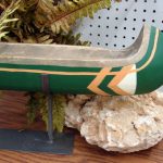 Adirondack Wood Canoe on Iron Stand Fireplace Mantel Shelf Table Display - Image 2