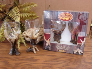 Set/4 Rustic Deer Antler Wine Glasses Cabin Lodge Decor