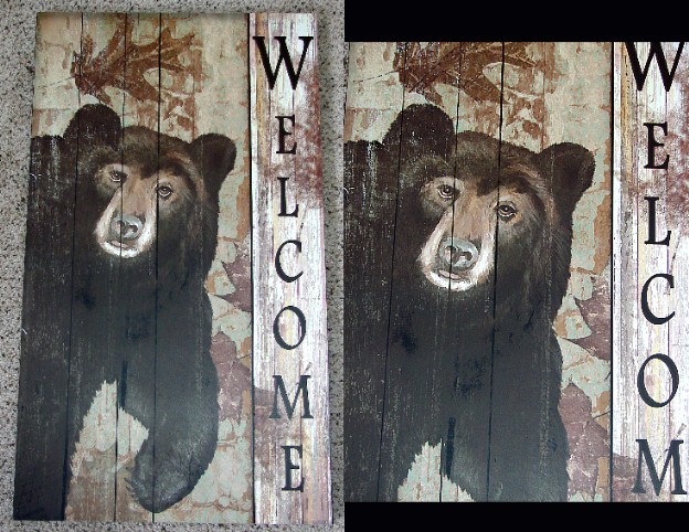 Distressed Wood Boards Bear Welcome Sign, Moose-R-Us.Com Log Cabin Decor