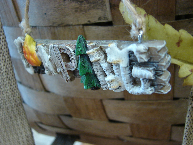 Camping Word Outdoors Tent Campfire Birch Letter Ornament, Moose-R-Us.Com Log Cabin Decor