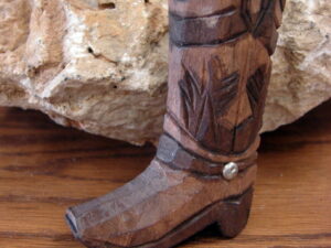 Wood Carved Cowboy Boot Ornament