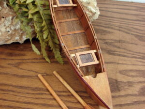 Miniature Detailed Wood Canoe 10" Cane Seats Cabin Decor