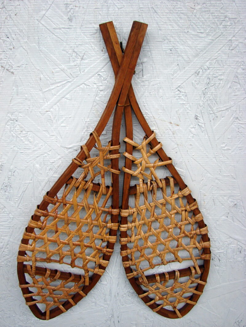 Miniature Wood Rawhide Snow Shoe Pair Adirondack Small Snowshoes Wall Decor, Moose-R-Us.Com Log Cabin Decor