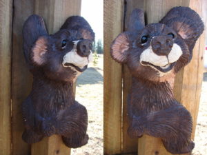 Hand Carved Wood Corner Bear Wall Hanging Holmgren