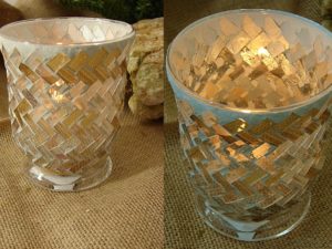 Mosaic Glass Votive Pillar Candle Holder