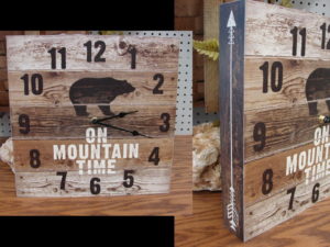 Rawhide Clocks Wood Snowshoe Wall Clock Log Home Decor, Moose-R-Us.Com Log Cabin Decor