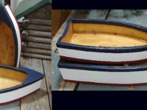 Painted Wood Row Boat Display Table Centerpiece