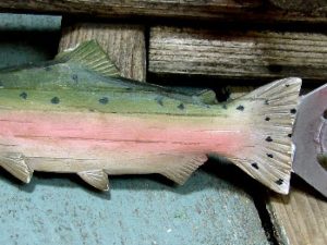 Wood Carved Trout Platter Plate Bowl Cabin Decor Centerpiece, Moose-R-Us.Com Log Cabin Decor