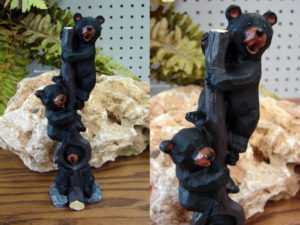 Set/3 Detailed Resin Christmas Black Bear Ornament with Scarf, Moose-R-Us.Com Log Cabin Decor