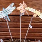 Tin Dragonfly Garden Bouncy Pick Porch Pot Set/3