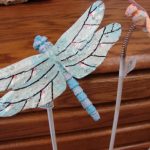 Tin Dragonfly Garden Bouncy Pick Porch Pot Set/3 - Image 2