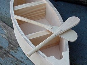 9" Wood Canoe Miniature Small Canoe Paddle Unfinished Cabin Decor Centerpiece