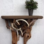 Rustic Driftwood Real Deer Antler Wall Shelf