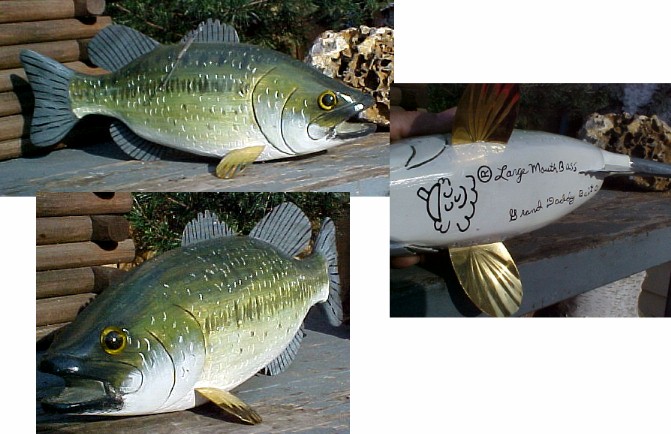 Granddaddy Bait Company Decoy Large Mouth Bass Keeper, Moose-R-Us.Com Log Cabin Decor