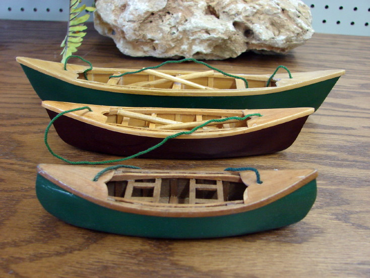 Miniature Detailed Wood Red or Green Canoe Cabin Decor