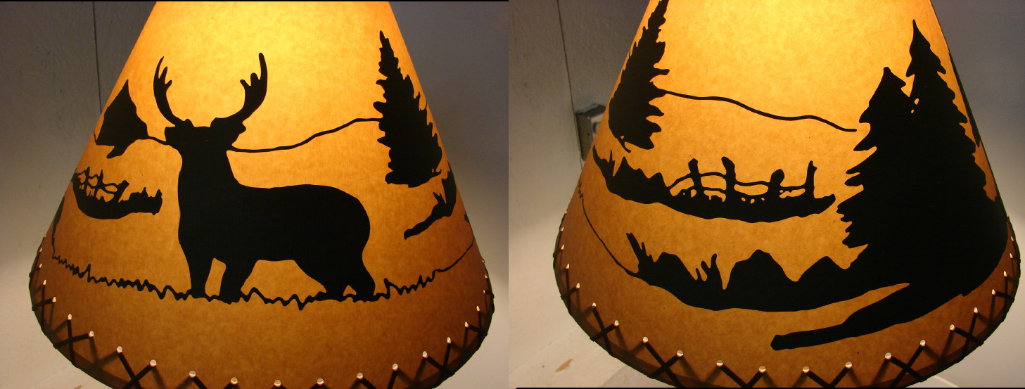 MOOSE Cabin Cottage Table Light LAMP SHADE Clip-On Bulb Style 9" inch Laced Cone 
