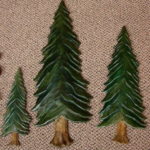 Intarsia Carved Wood Fir Tree Wall Grouping Pine Tree Wall Hanging - Image 2