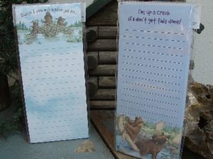 Laughing Bear Art Magnetic List Pad Bear Moose Up a Creek Dam Well