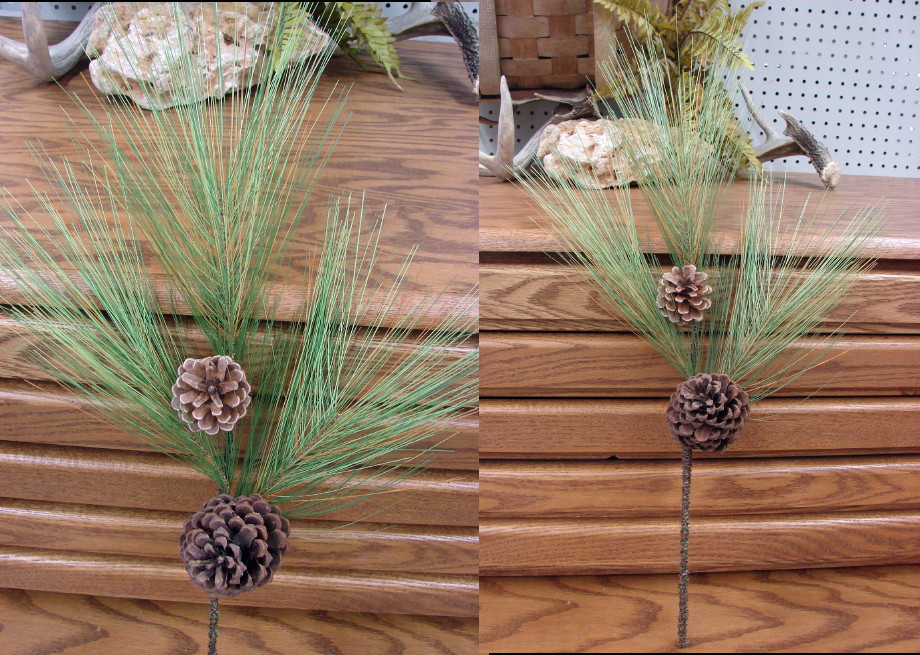 Long Needle Pine Pick with Cones Realistic Branch Pine Cones