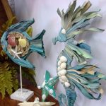 Real Plantain Leaf Seashell Tropical Fish Jute Starfish on Base - Image 2