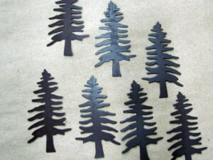 21 Rustic Tin Pine Tree Silhouette 2 Inch 3 Sets of 7