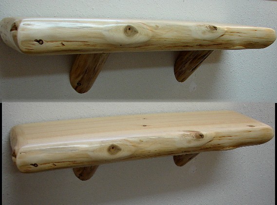 White Cedar Accent Mantel Shelf Log Braces, Moose-R-Us.Com Log Cabin Decor