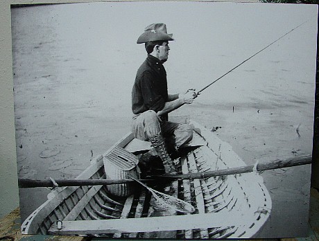 Vintage Fishing Themed Photographs Black and White Cabin Artwork