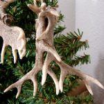 Detailed Miniature Moose Palm and Deer Antler Ornament
