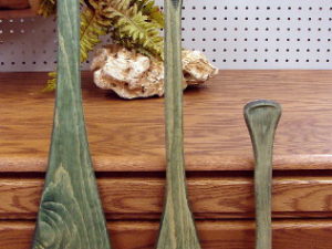 Hand Carved Pine Antique Painted Decorative Canoe Paddle USA