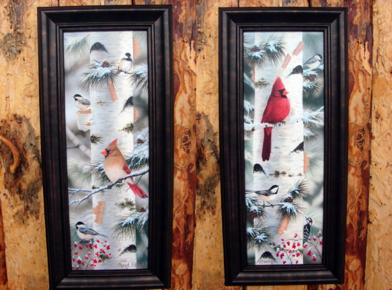 Mark Daehlin Artwork Feathered Friends Wild Bird Set of Two Pictures, Moose-R-Us.Com Log Cabin Decor