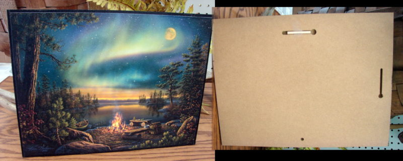 A Night to Remember Kim Norlein Artwork Northern Lights Campfire Picture, Moose-R-Us.Com Log Cabin Decor