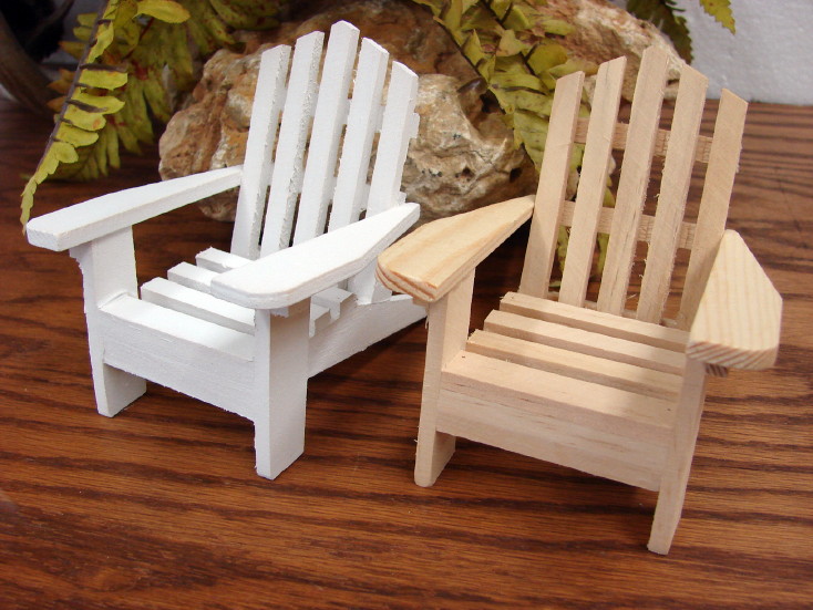 Miniature Dollhouse FAIRY GARDEN Furniture ~ Unfinished Wood Adirondack Chair 
