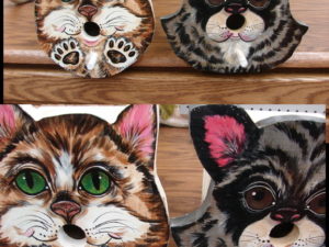 Hand Painted Bird House Critters Cat Owl Raccoon
