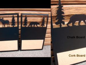 Black Iron Lodge Theme Message Chalk Cork Magnet Board Wall Mount